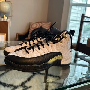 Air Jordan 12 Retro Royalty Black and White and Gold Youth Size 4.5 Kids